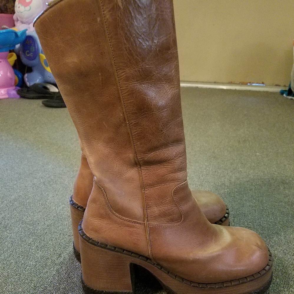 Vintage 1990s London Underground knee high boots